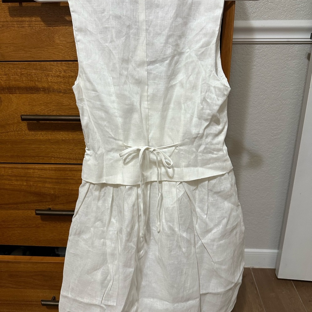 Chic White Button-Front Mini Dress - Picture 2 of 4